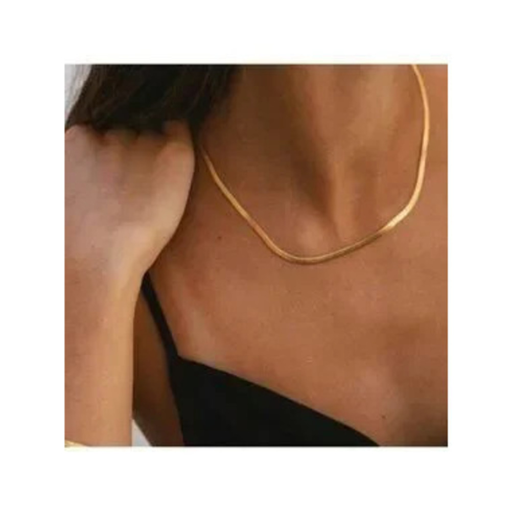 Gold Plated Stainless Steel Herringbone Necklace